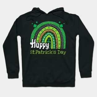 Happy St. Patrick's Day Lucky Shamrocks Rainbow Hoodie